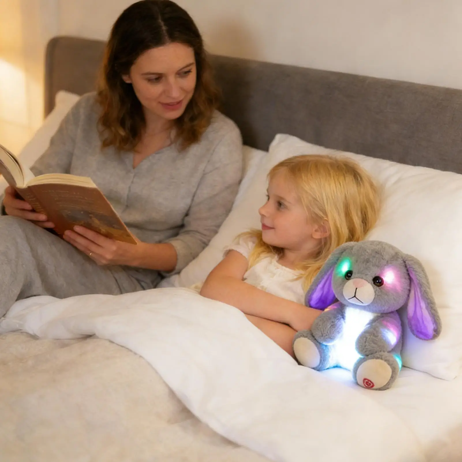 Leuchtendes Plüschtier, 9,8 Zoll Häschen, kuschelige Puppen, Sammlerspielzeug, gefüllter Hase, Plüsch für Jungen und Mädchen, Zuhause, Kinderzimmer, Schlafzimmer