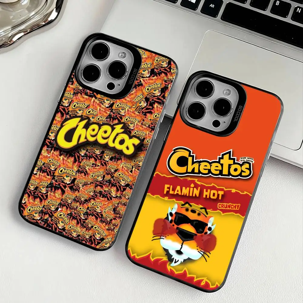 Funda para teléfono con estampado Cheetos, funda de TPU anticaída transparente que cambia de Color para iPhone 11-16, ajuste delgado.