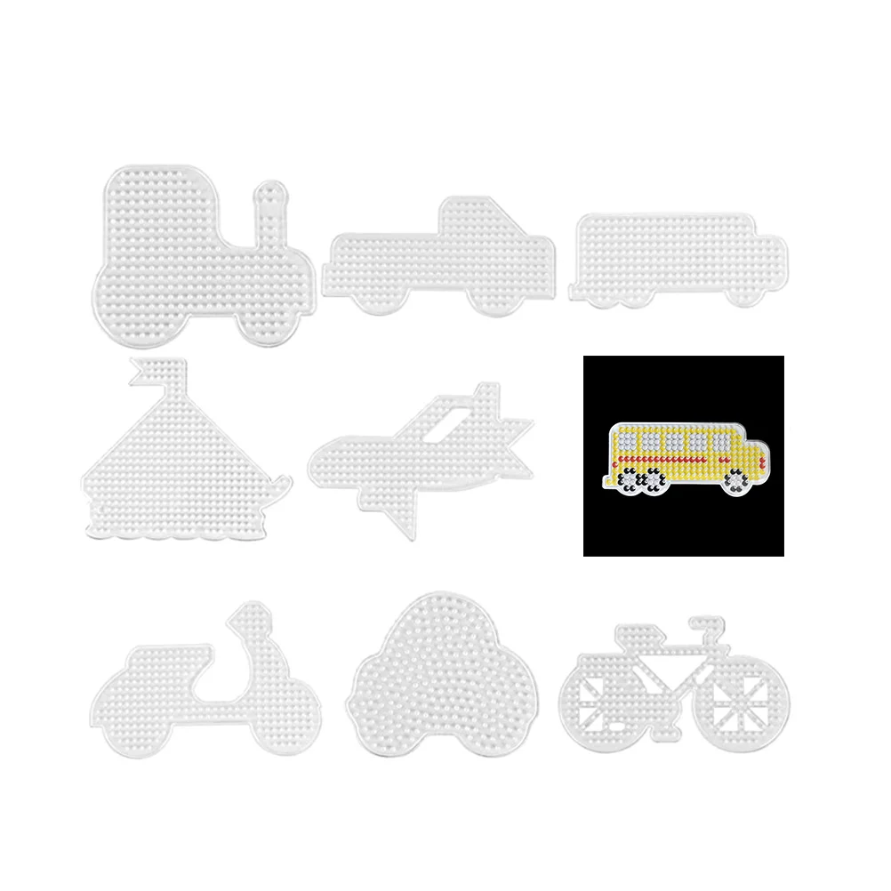 8-teiliges Sicherungsperlen-Schablonen-Set für Kinder zum Basteln – einzigartiger Traktor, Flugzeug, Fahrrad, LKW, Bus, Steigerung der Fantasie