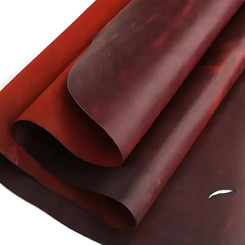 Wine red Crazy Horse leather, genuine leather, first-layer cowhide, 2.0mm thickness, handmade leather craft DIY leather material
