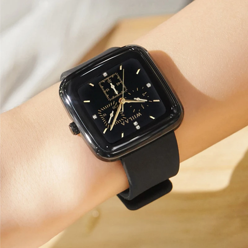 Orologi da donna con cinturino in silicone Orologi da polso da donna di lusso delle migliori marche quadrati Regalo per la fidanzata Moglie Moda elegante