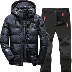 Men's Padded Duck Down Parka Jackets Warm Hiking Coats Thick Outdoor Jackets Cotton Pants, Plus Size Pants, Winter, Autumn, Fall