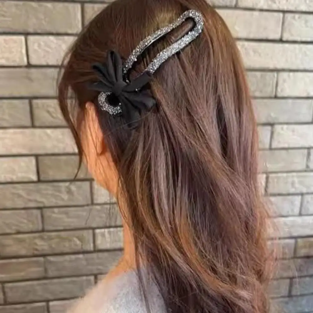

Crystal Bowknot Rhinestone Duckbill Clip Headwear DIY Elegant Sweet Hairpin Barrette High Ponytail Holder Hair Clip Accessories
