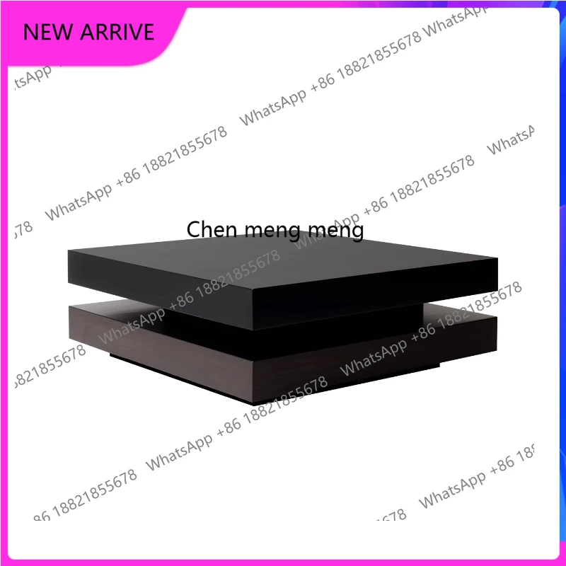 

Italian minimalist all-solid wood square coffee table light luxury high-end sense niche living room home A