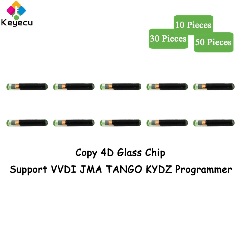 

KEYECU 10 30 50 Pieces Copy 4D Glass Transponder Chip Replaceable TPX2 LKP02 Chip Supported VVDI JMA TANGO KYDZ Key Programmer