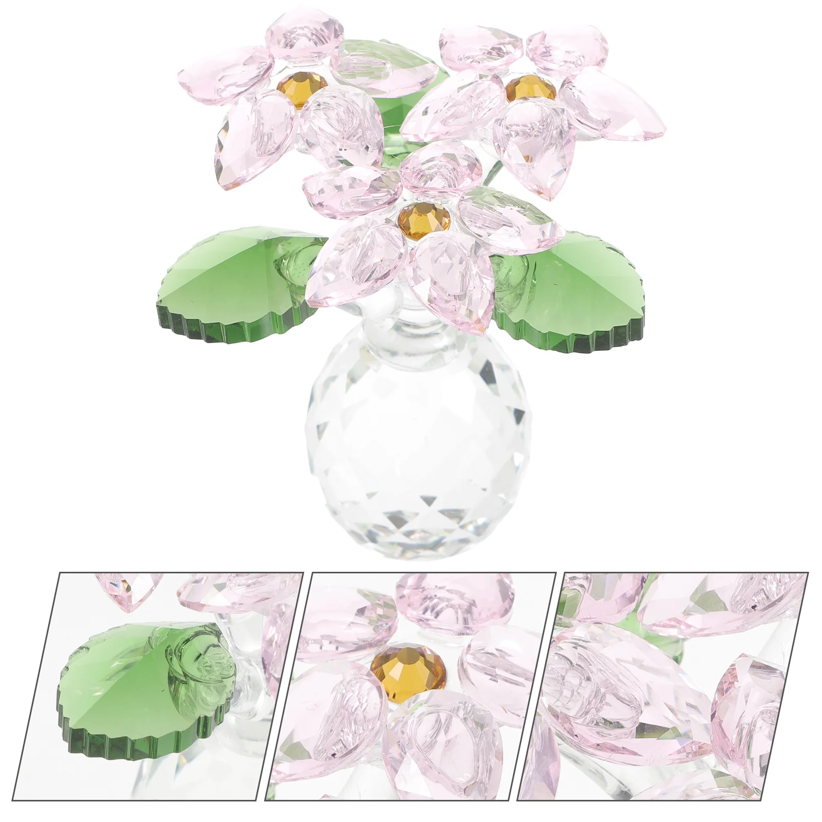 

Crystal Flower Home Decoration Lifelike Design Desktop Ornament Elegant Crystal Decor for Living Room Office Party Tabletop