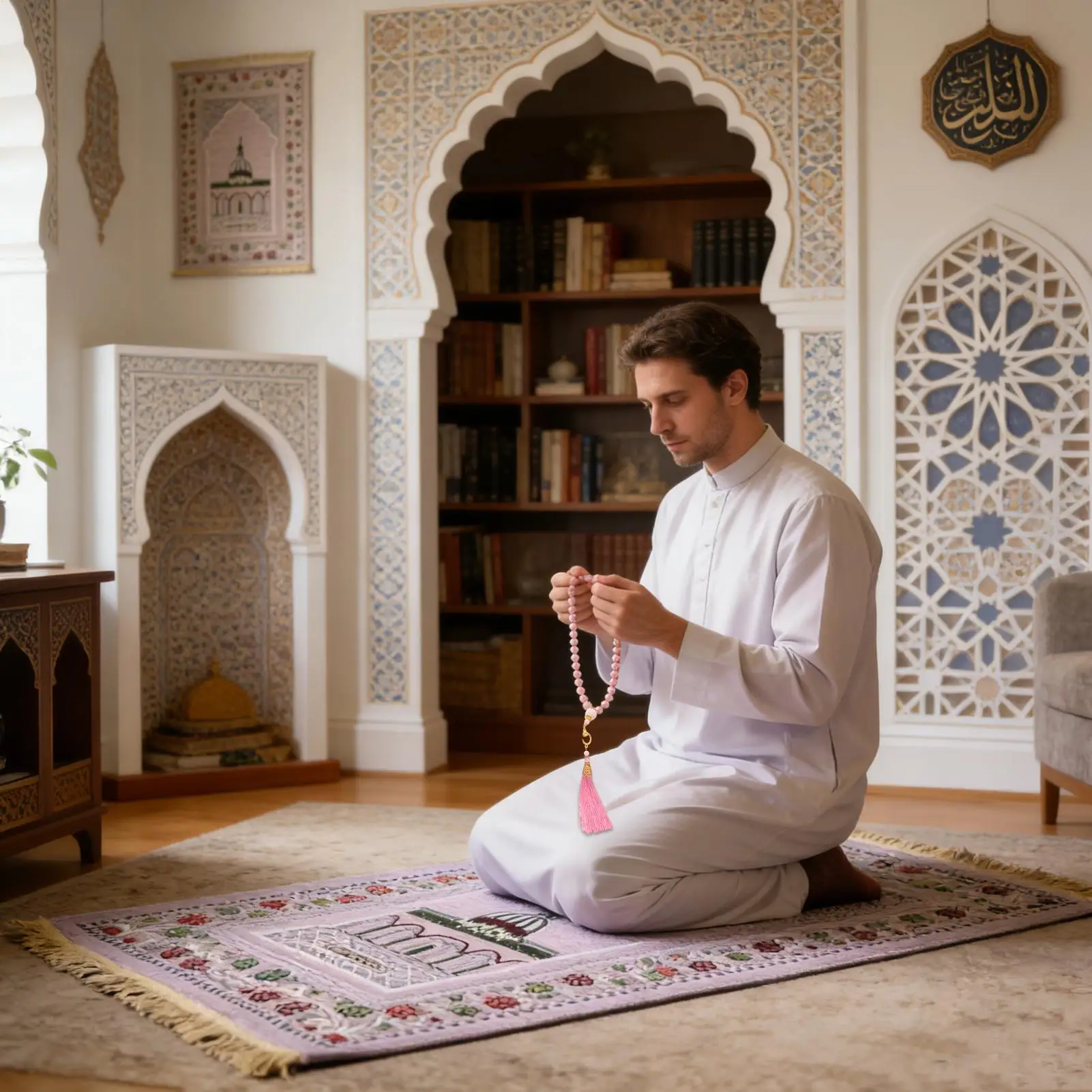 

Молитвенный коврик с бусинами, мягкий, портативный, декоративный, с подкладкой, для взрослых, детей, мужчин, женщин, начинающих, для дома, офиса, путешествий