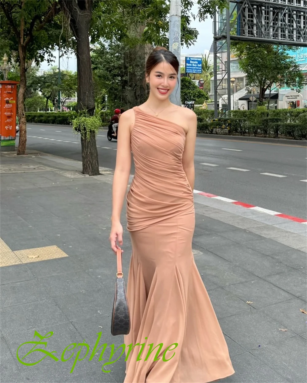 فستان سهرة حورية البحر شيفون فاخر مخصص أنيق بكتف واحد للحفلات الراقصة عالي الجودة بدون أكمام فساتين مناسبة خاصة