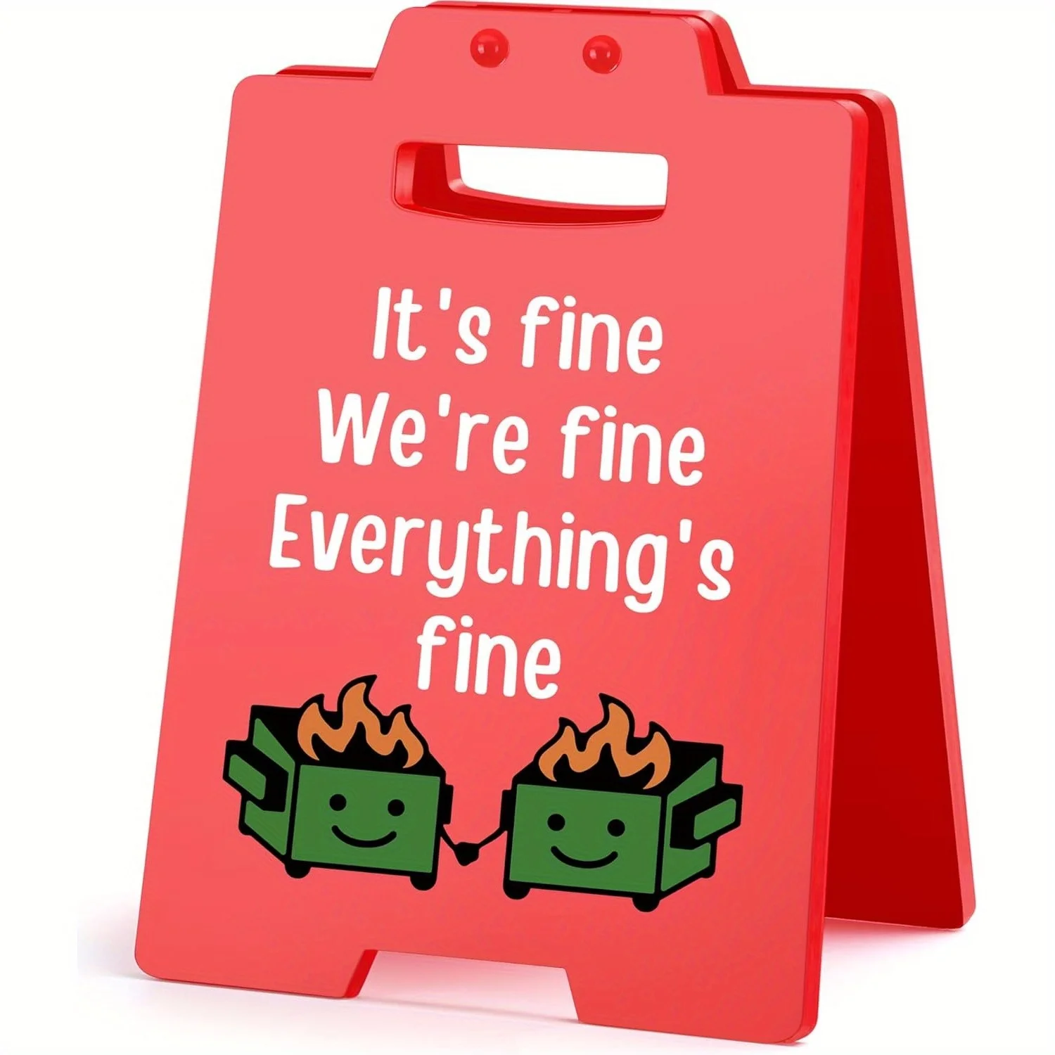 Dumpster Fire Desk Sign - Funny Office Decor for Men & Women Red cubicle decor gift for coworkers, friends, and work besties Fea
