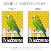 Ice Ink Welcome Parakeet 12x18 Inch Garden Flag Linen Green Parakeet Fence Porch cci