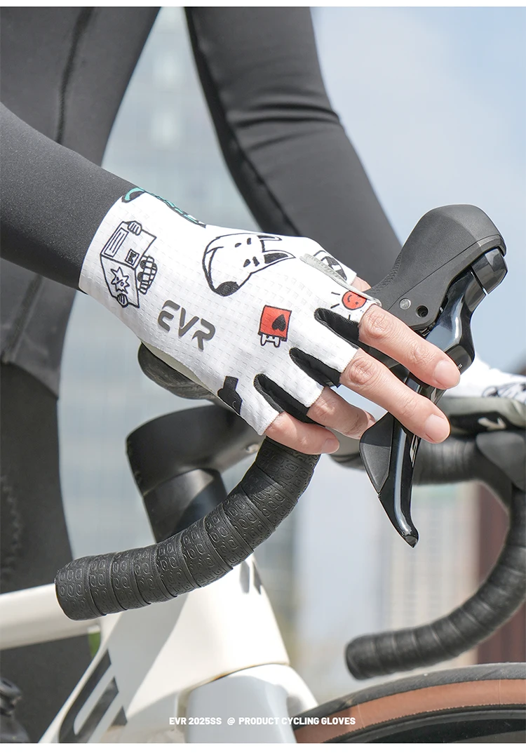 EVR Sommer-Fahrradhandschuhe Gepolsterte Cartoon-Fahrradhandschuhe Halbfinger-Handschuhe für Rennrad MTB Atmungsaktive Outdoor-Sport-Fahrradhandschuhe – Detail 13