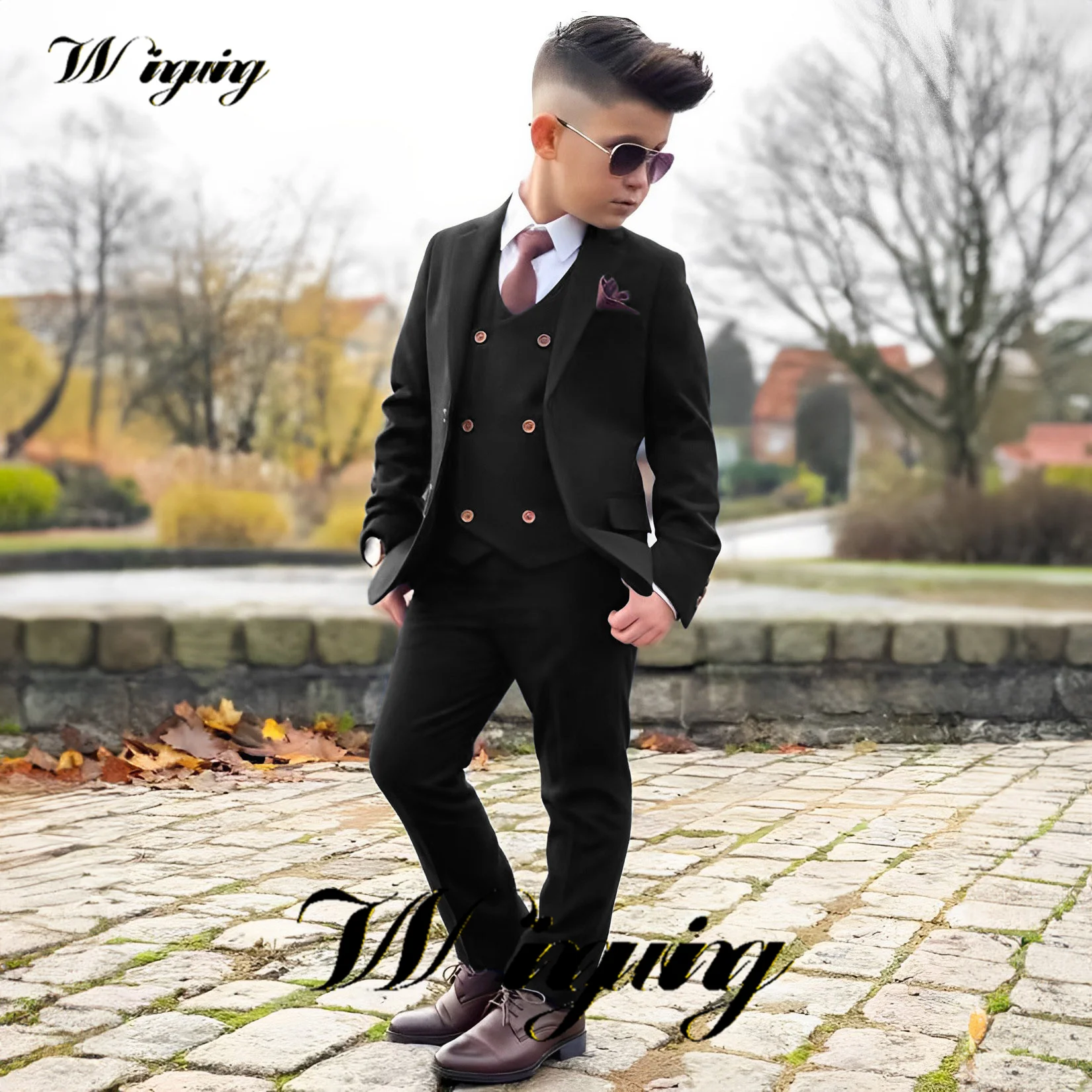 Ivory Boys Suit Formal Business Jacket Pants Vest Kids Wedding Tuxedo Three Piece Set Fashion Custom Clothes 2-16