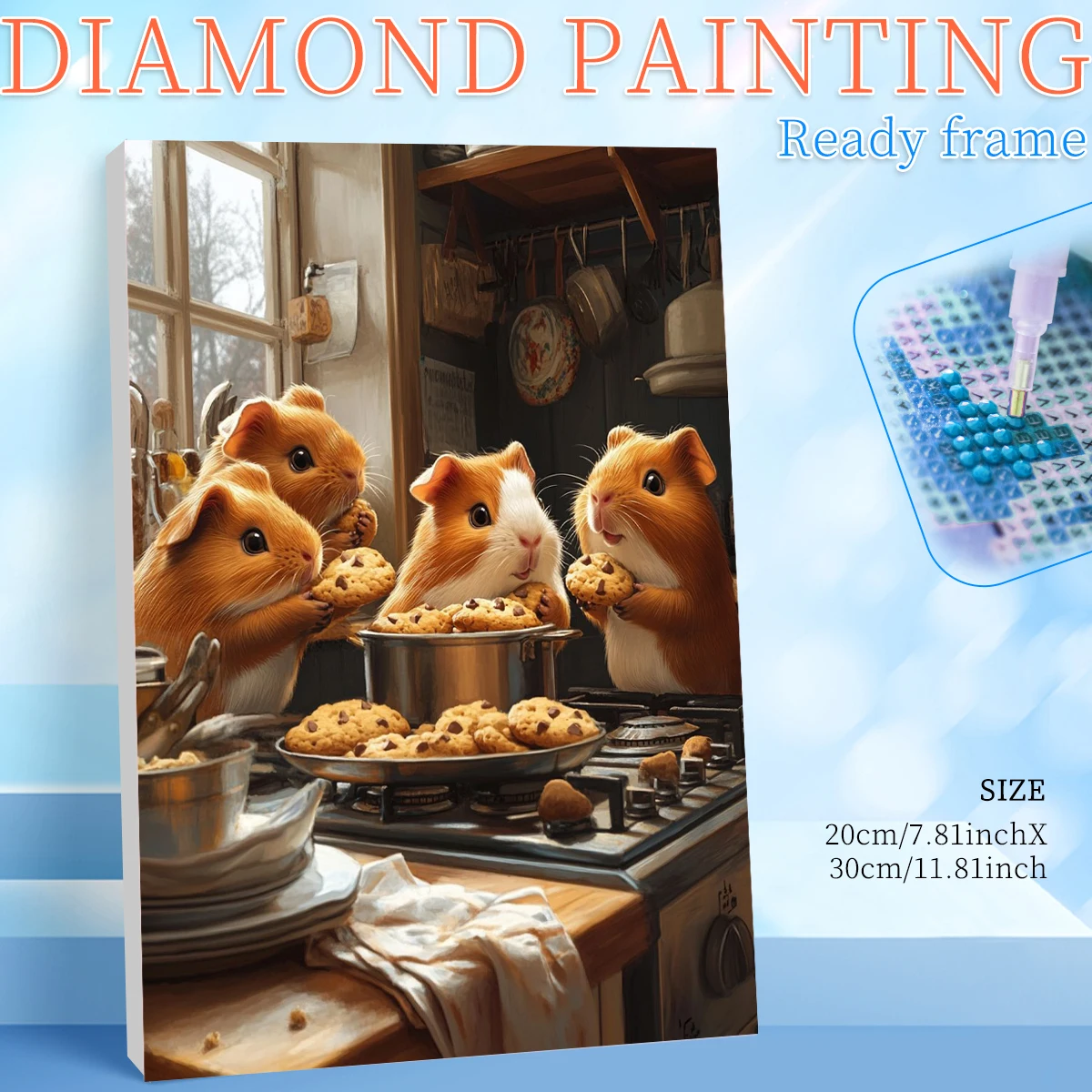 RUOPOTY Gerahmtes Hamster-Diamantmalerei-Set, Wandkunst zum Selbermachen, Geschenk, Tier, vollständig rund/quadratisch, Malen mit Diamanten, DIY-Bastelarbeiten