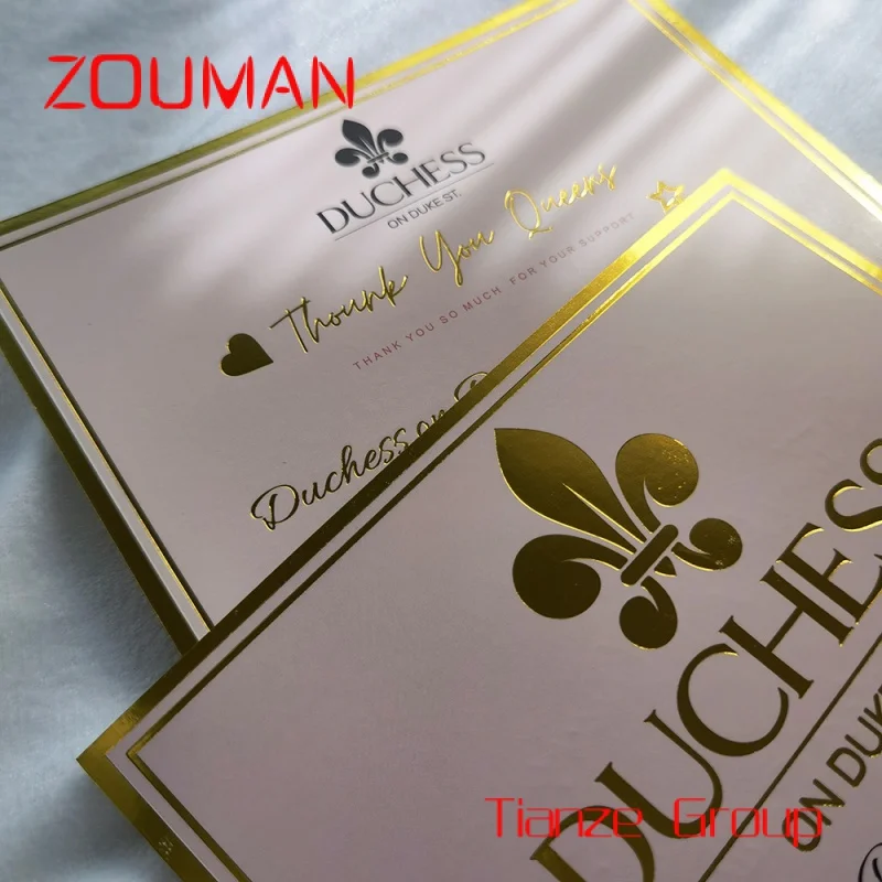 

Custom , Luxury Custom Metallic Gold foil business card/postcard/wedding card/thank you card With Logo