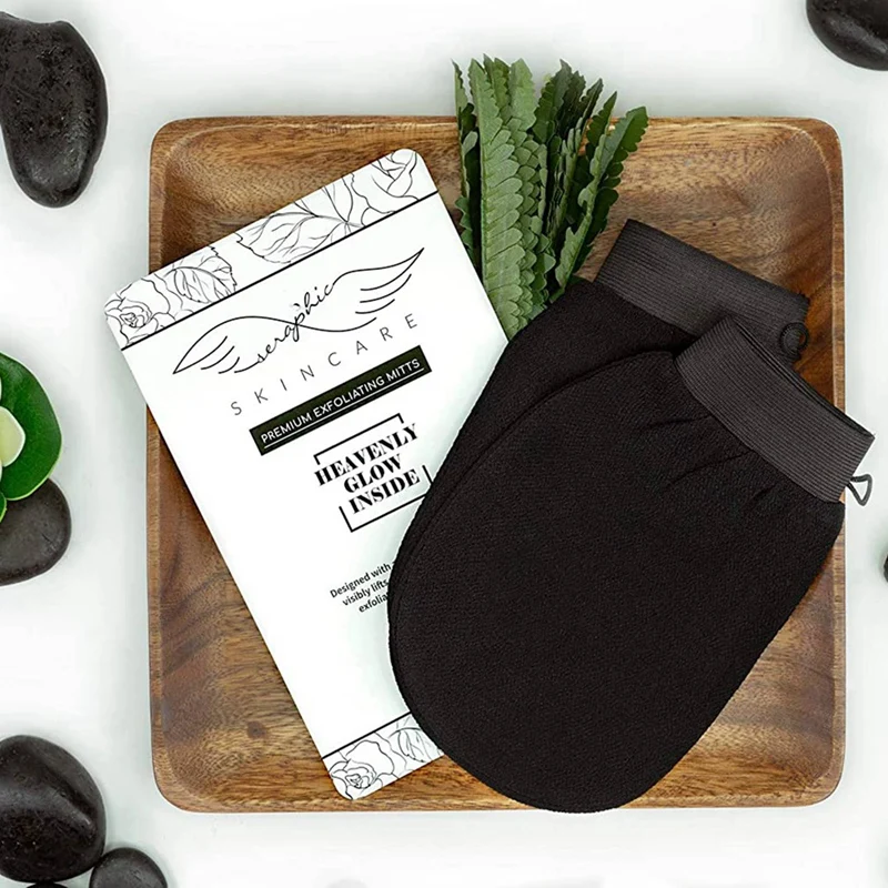 2X Exfoliating Mitts Glove,Bath Shower Sauna Dead Hard Skin Care Exfoliator Exfoliating Massage Mitt Back Scrubber Glove