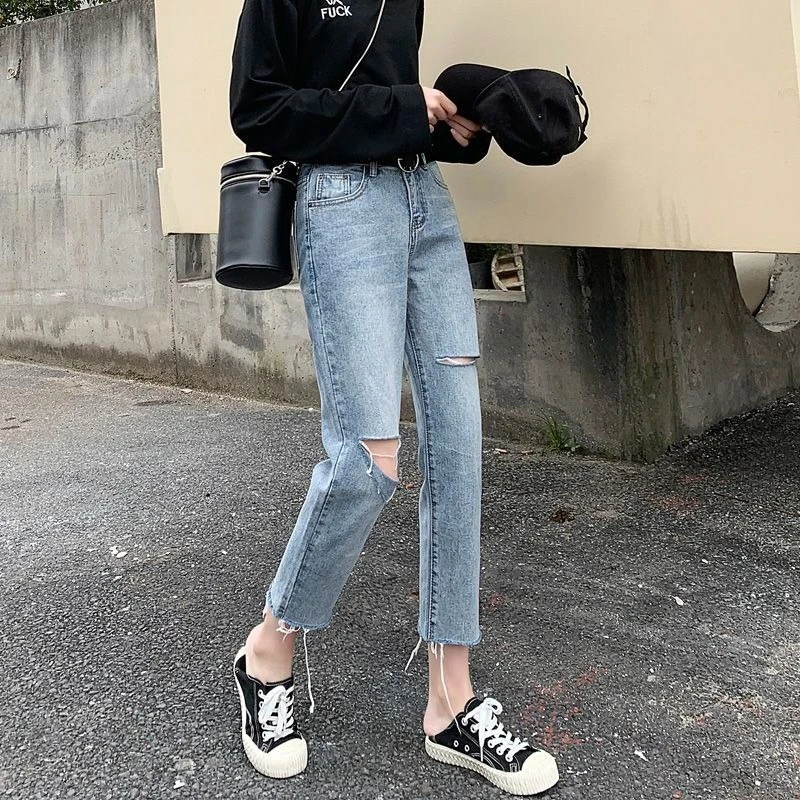 

Women's High Waist Ripped Denim Shorts 2026 Summer Light Wash Baggy Jeans Petite 7 Length Slimming Streetwear