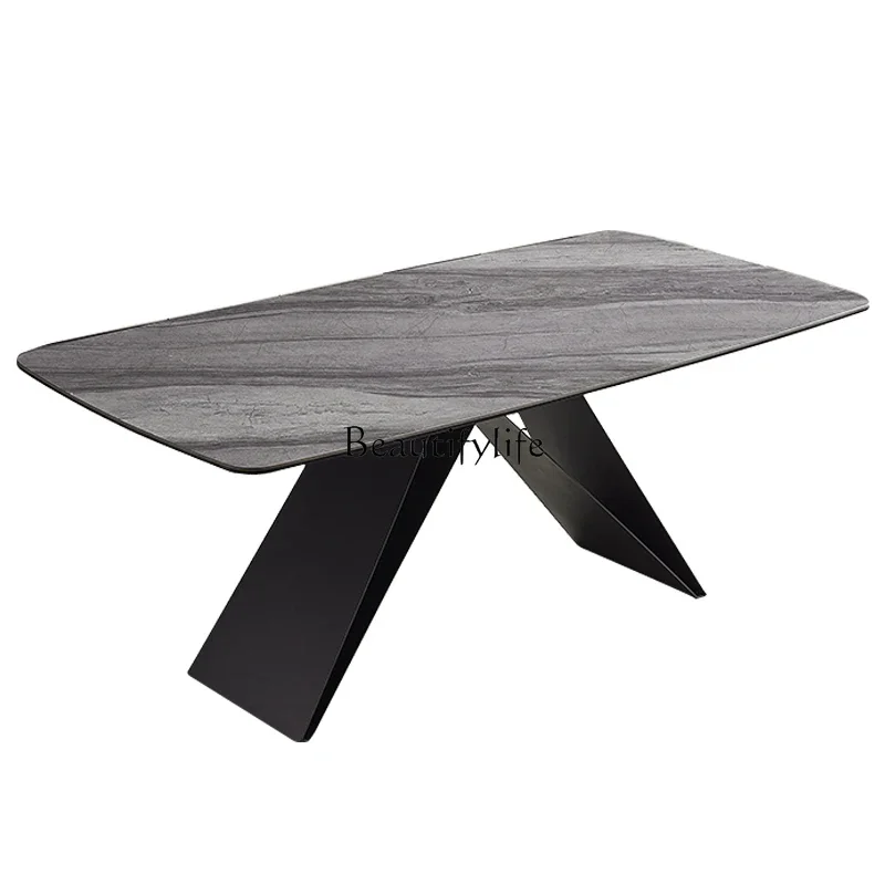 

FG44Italian Stone Plate Conference Table Modern Simple Rectangular Home Small Apartment Model Room Table