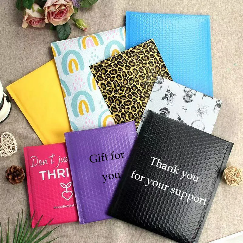 30Pcs/lot Colorful Print Mailer Bag Gift Packaging Shipping Bubble Envelope Plastic Padded Envelopes Customize Logo