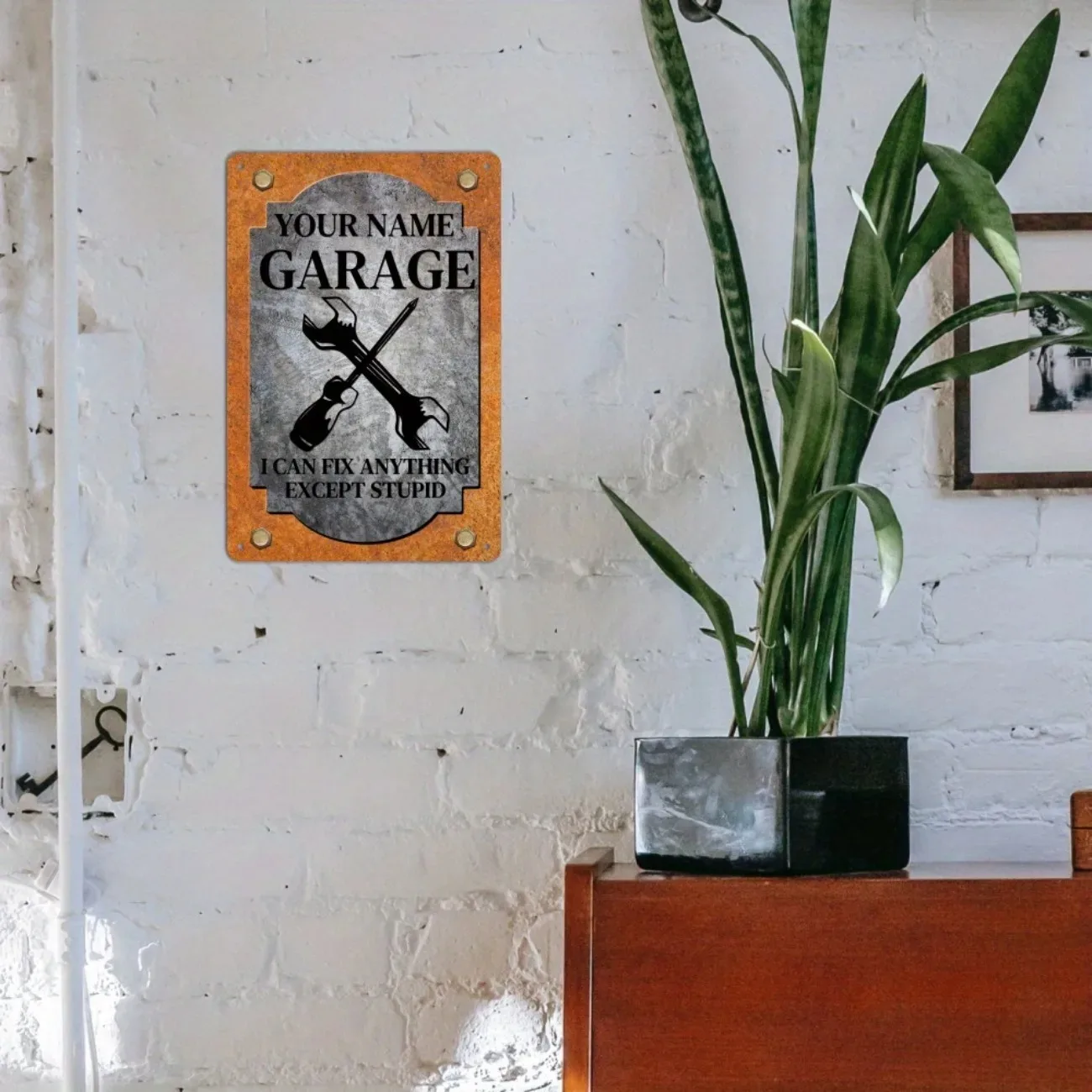 1 قطعة علامة معدنية قابلة للتخصيص | شخصية مخصصة اسم المرآب ديكور | هدية لأبي الجد العم له | المنزل/الرجل الكهف جدار الفن #4