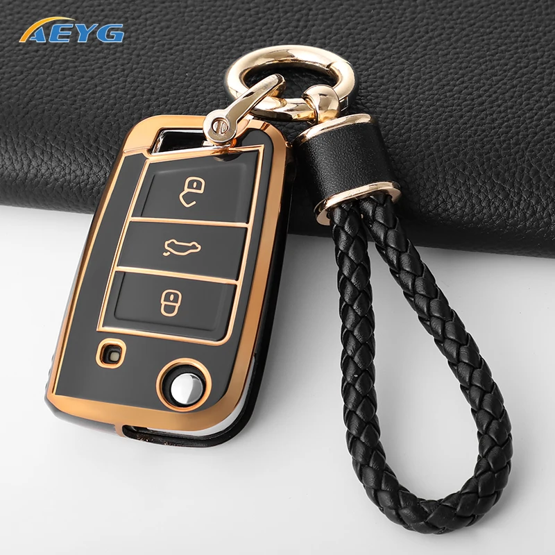 Car Key Case Cover Shell Fob For VW Volkswagen Golf 7 MK7 Tiguan MK2 Seat Ateca Leon FR Ibiza Skoda Octavia Kodiaq