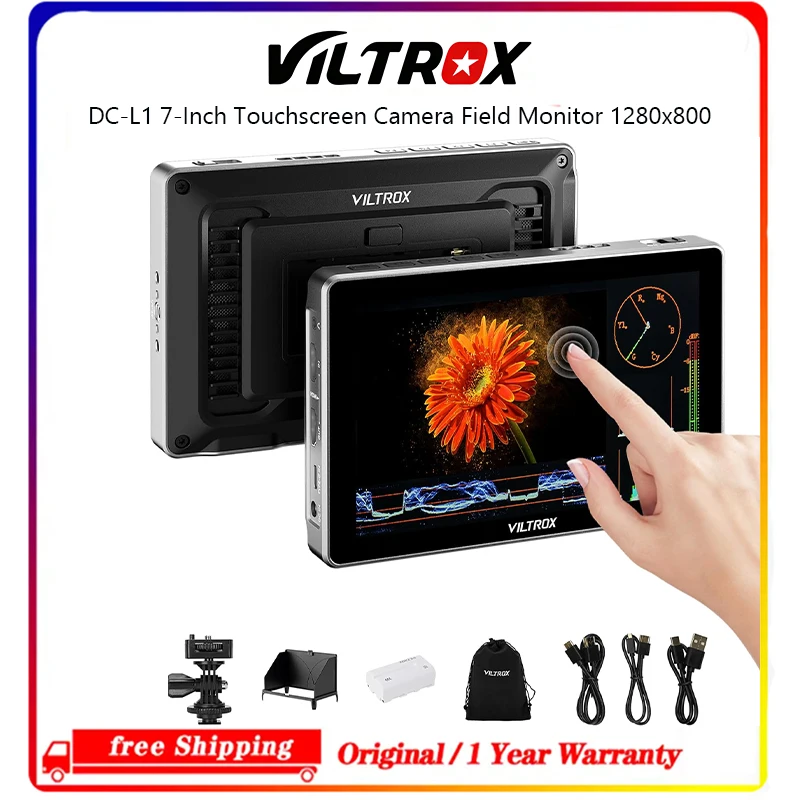 Портативный 7-дюймовый сенсорный монитор VILTROX DC‑L1, вход HDMI 1.4, 3D LUT, векторный анализатор сигнала, защита от солнца для съемки на беззеркальные и зеркальные камеры