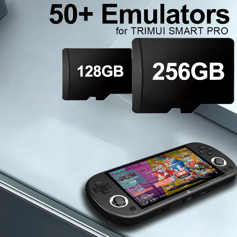 Trimui Smart Pro Game Console SD Card 256GB تركيب مسبقًا 30000+ ألعاب ريترو 50+ محاكيات لـ PSP/PS1/GG/N64 بطاقة الألعاب لـ Trimui