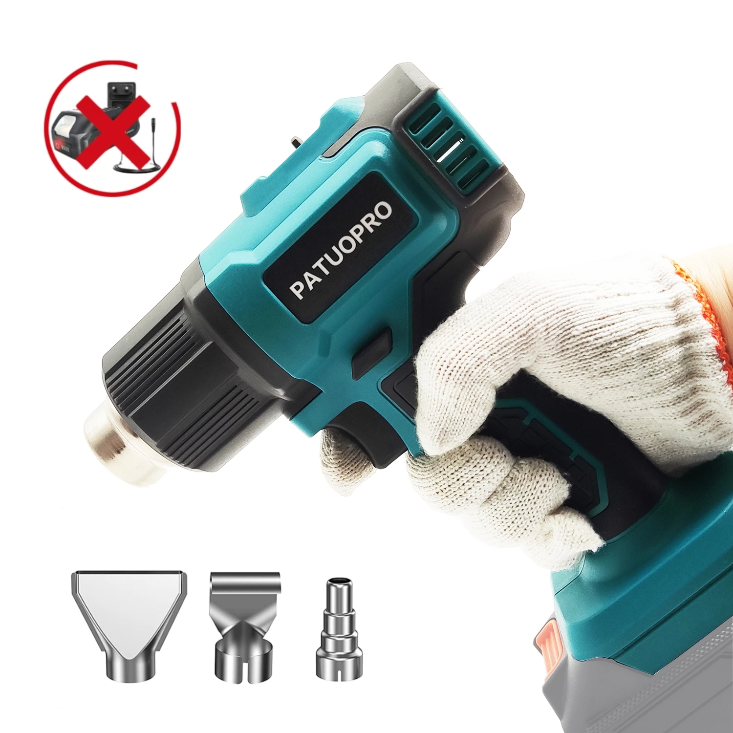 PATUOPRO Portable Wireless Heat Gun Electric Cordless Handheld Hot Air Gun 2 Gears Temperature Adjustable For Makita 18V Battery