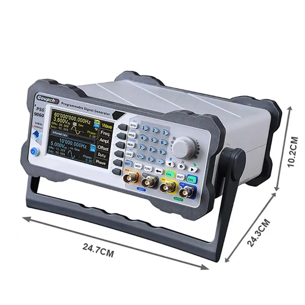 60 MHz Dual Channel Arbitrary Waveform Funktionsgenerator Frequenzmesser Handysteuerung Programmierbarer DDS-Signalgenerator