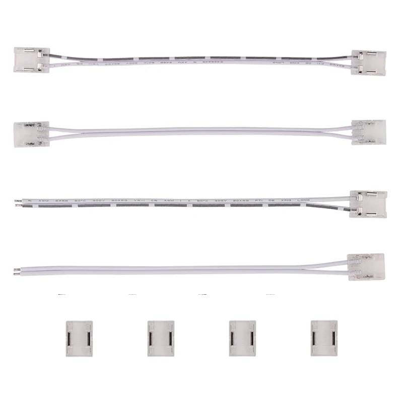 Conector de tira de LED transparente sin soldadura, 5 uds., para COB 2835 5050 DIM RGB CCT, luces de tira LED IP20, conectores de extremo doble único