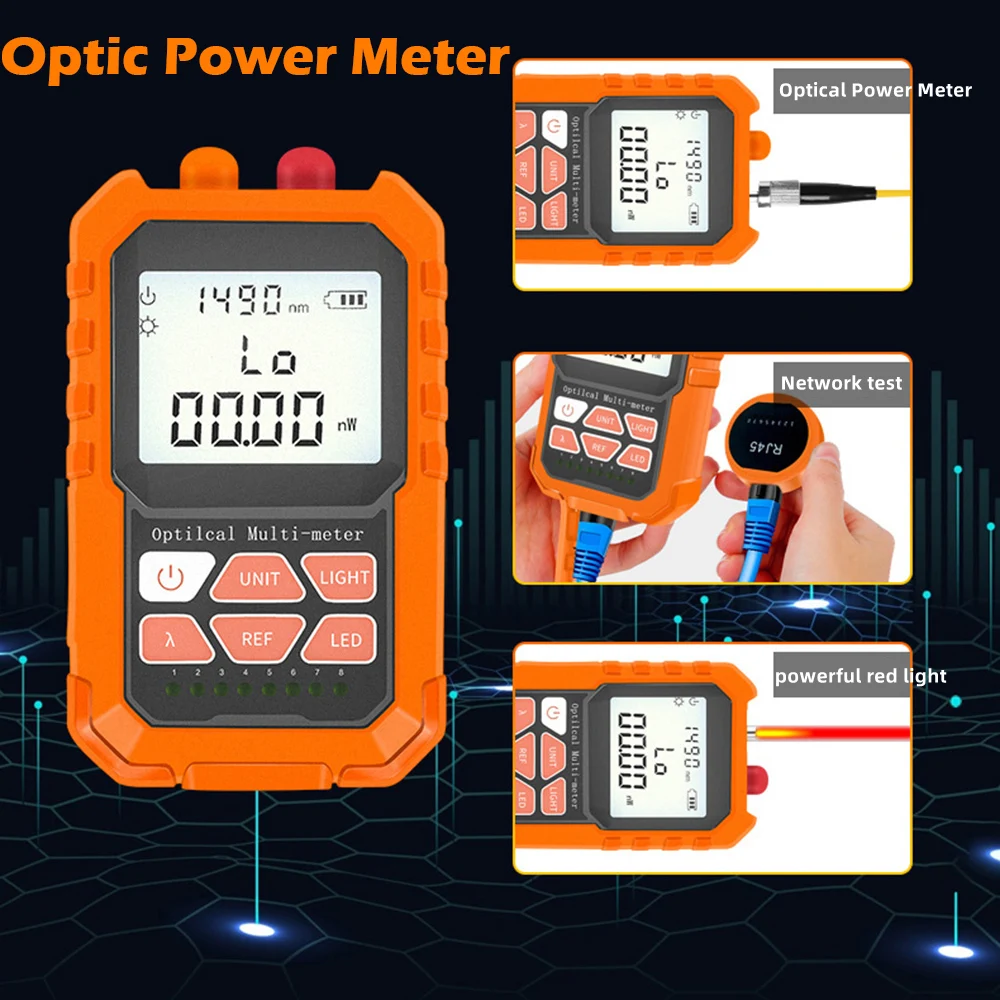 

Fiber Optic Power Meter -70+3 or -50+20 dBm Visual Fault Locator Network Cable Test Handheld Mini Optical Fiber Tester