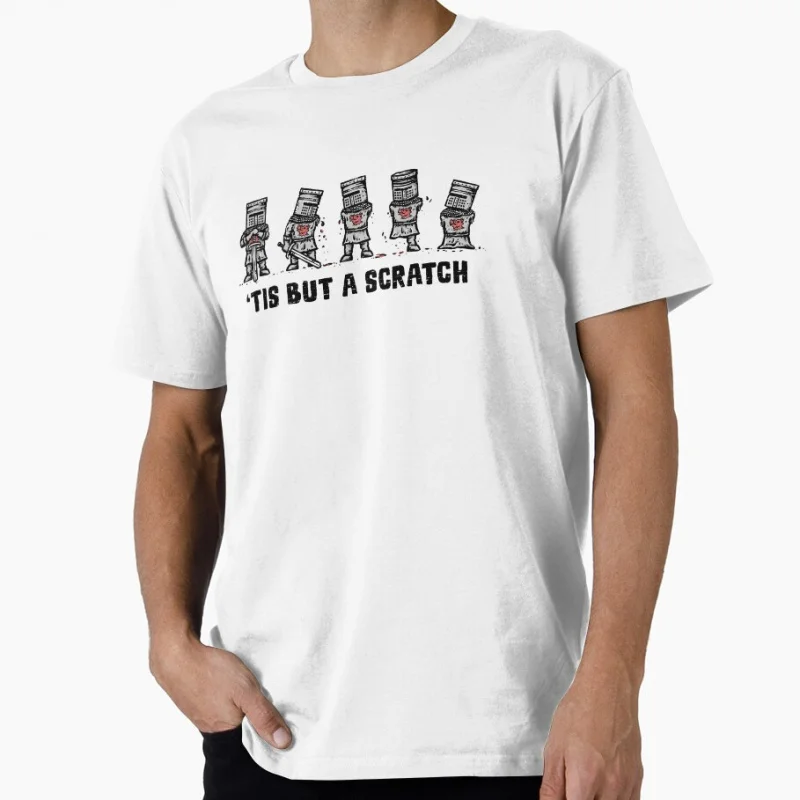 

Tis But A Scratch black knight 80s British comedy Monty Python Funny Gift T shirt Large size Tops 100% cotton printed clothes