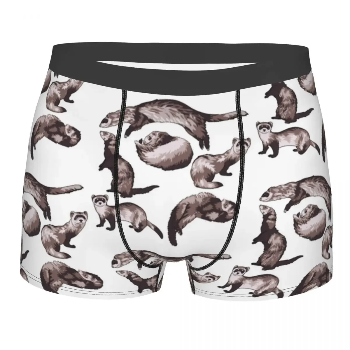 Novelty Boxer Ferret Wildlife Animal Shorts Panties Men's Underwear Rodent Weasel Mid Waist Underpants for Homme