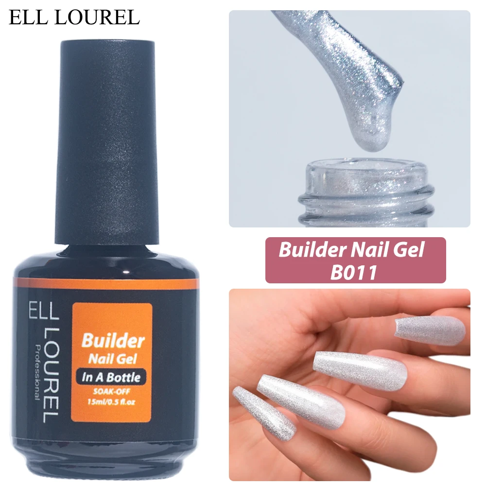 ELL LOUREL Super Silver Builder Nail Gel Polish for Nails Extensions UV Pearl Color Hard Poly Acrylic Gel Constructeur Ongle