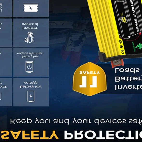 

Автомобильный инвертор 3000 Вт, DC 12В в AC 220В, с двумя USB-портами, модифицированная синусоидальная волна, умный инвертор для планшетов и автодомов