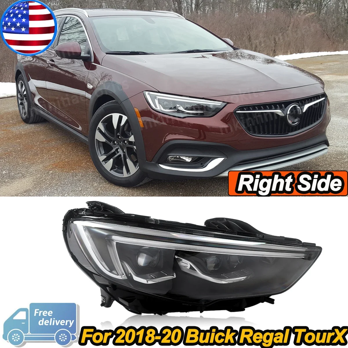 

For Buick Regal TourX 2018-2020 Front Right Side LED Headlight Headlamp Assembly