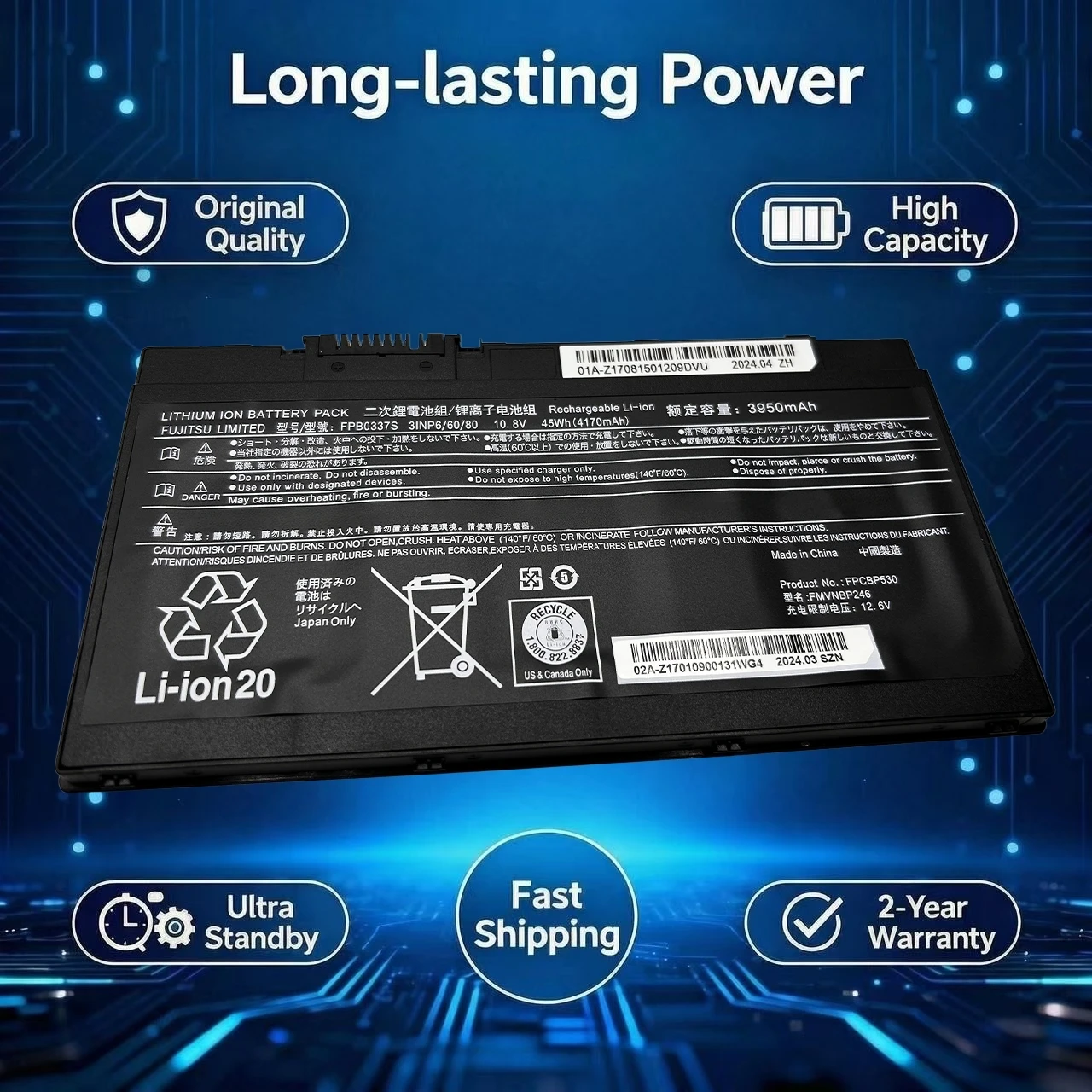 Original FPB0337S Laptop Battery For Fujitsu LifeBook U727 P727 P728 U729 U728 T937 T938 FMVNBP246 CP753148 FPCBP530 CP721833-01
