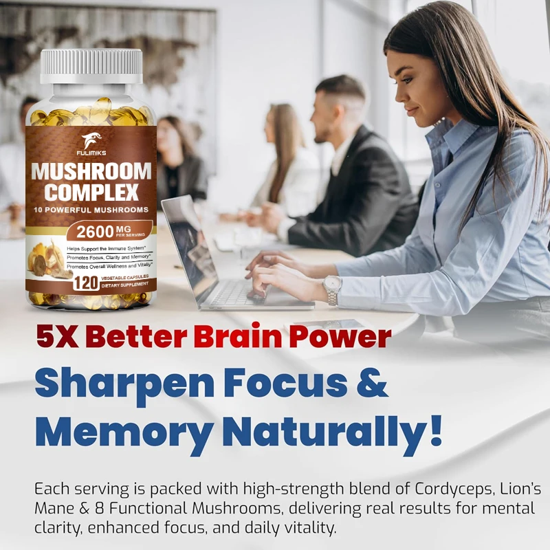 10 капсул грибовидного сложения для поддержки развития мозга, улучшения памяти и познания, повышения энергии и повышения иммунитета