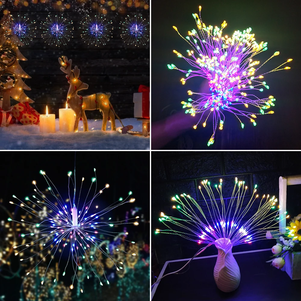 Guirxiété Lumineuse de enquêter d'Artifice de Noël 120LED, Luminaire Décoratif d'Nik, Idéal pour un Jardin, Télécommande