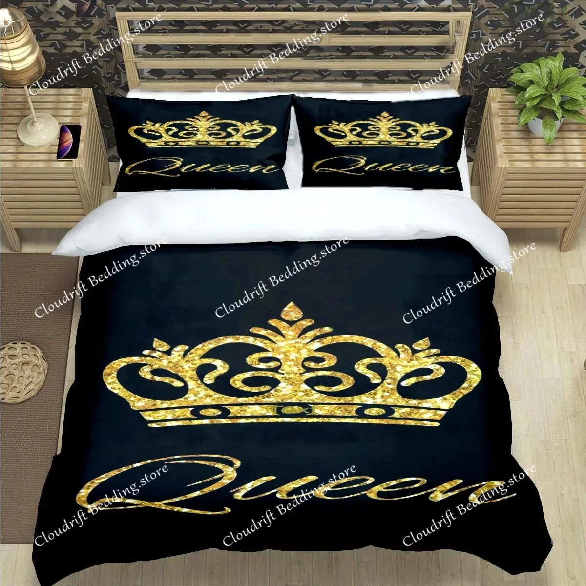

Fashion King And Queen Print Bedding Set Single Twin Full King Size Cute Animals Bed Linen Adults Teens Bedroom Luxury Gift
