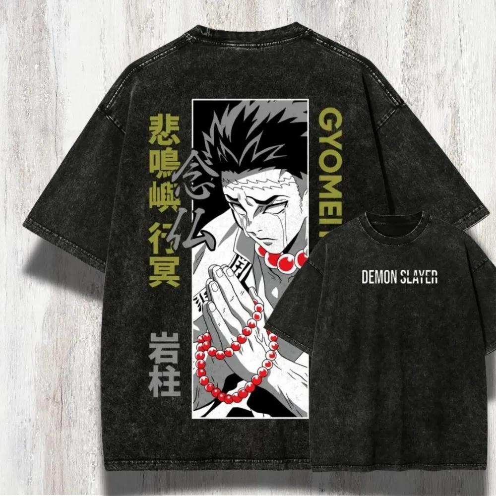 2026 Neuestes Gyomei Demon Slayer T-Shirt Übergroßes Vintage Anime-Shirt Himejima Hashira Grafik-Shirt Manga Streetwear