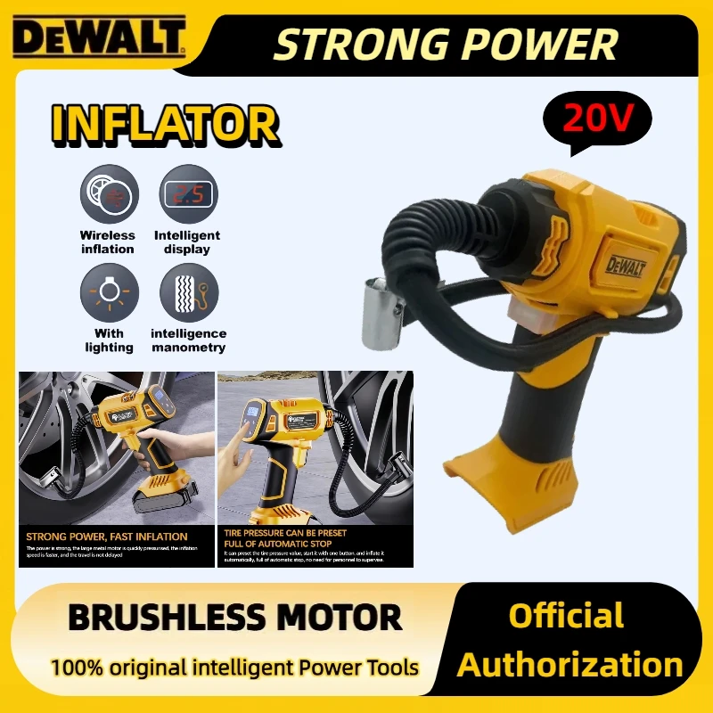 DEWALT Battery Air Compressor Automatic Tire Inflator Cordless Handheld Electric Pump with Digital Pressure Gauge for Car Bike - Image 2