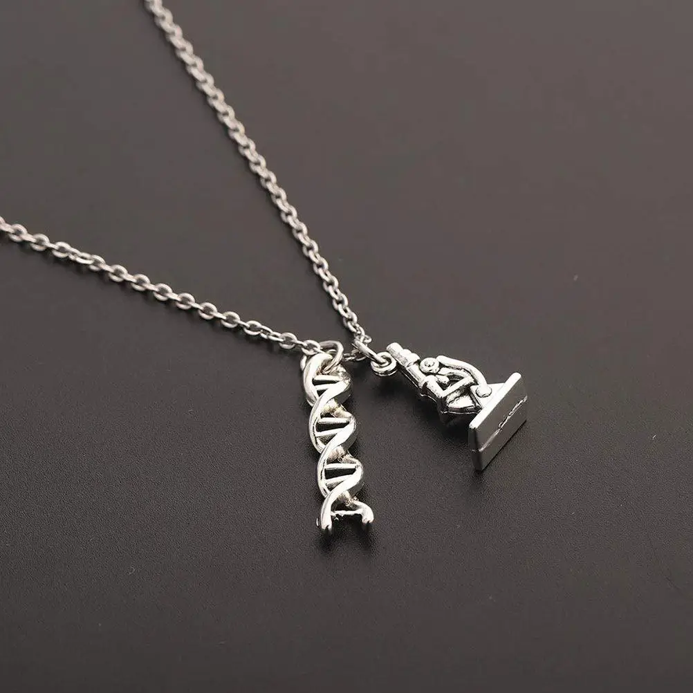 2Pcs Microscope Necklace Creative Design Alloy Pendant Jewelry Gift Graduation Souvenir Creative Necklace