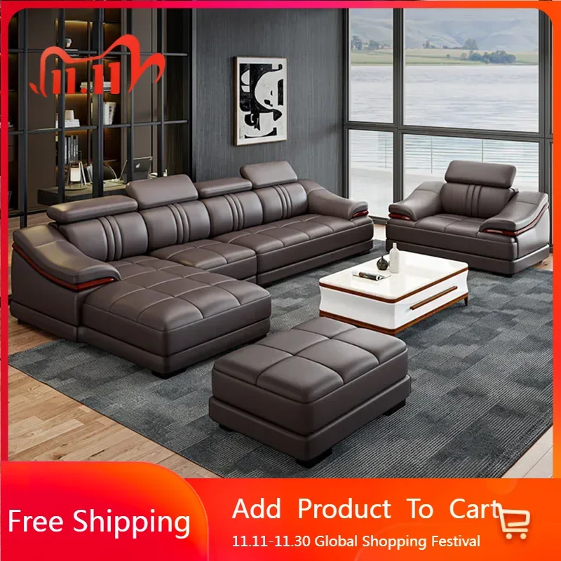 

Floor Designer Living Room Sofas Couch Leather Nordic Minimalist Sofas Relaxing Room Decor Sillon Cama Lounge Suite Furniture
