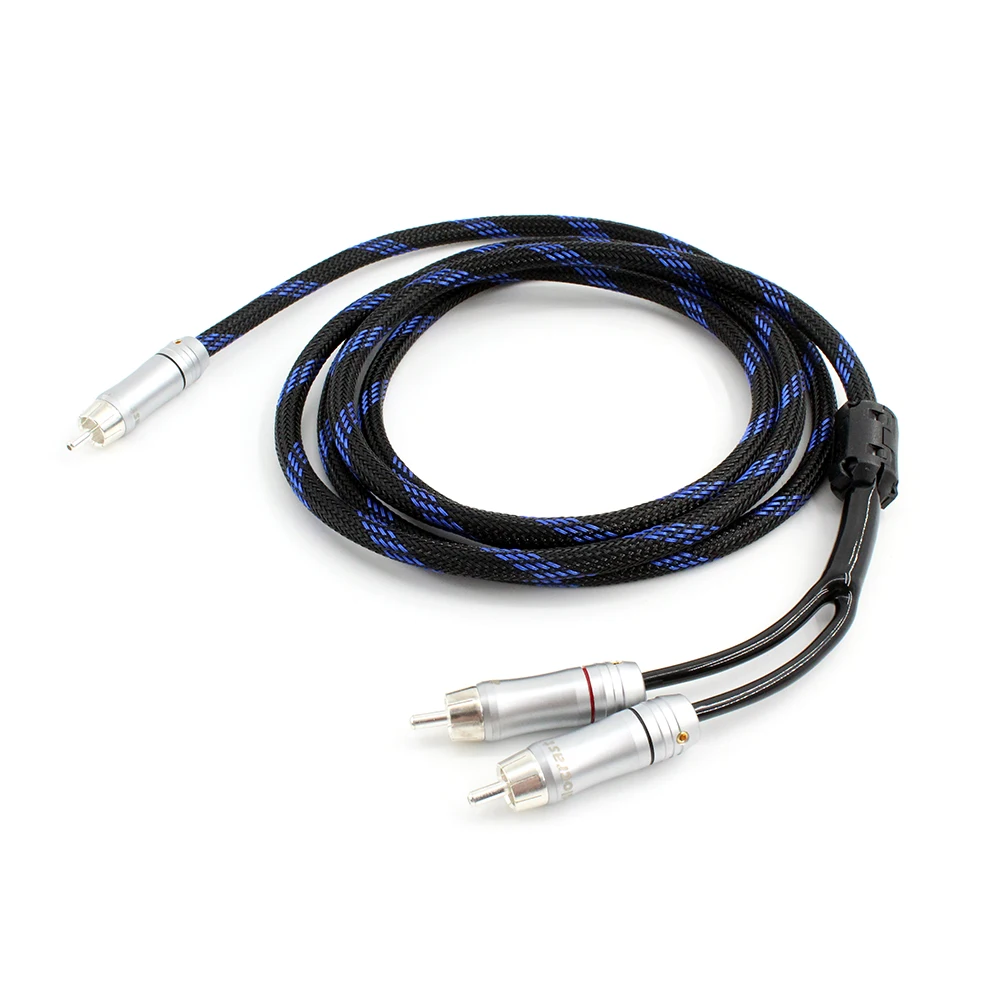 Wysokiej jakości kabel Subwoofer HiFi Y RCA 1 męski do 2 męski kabel Audio