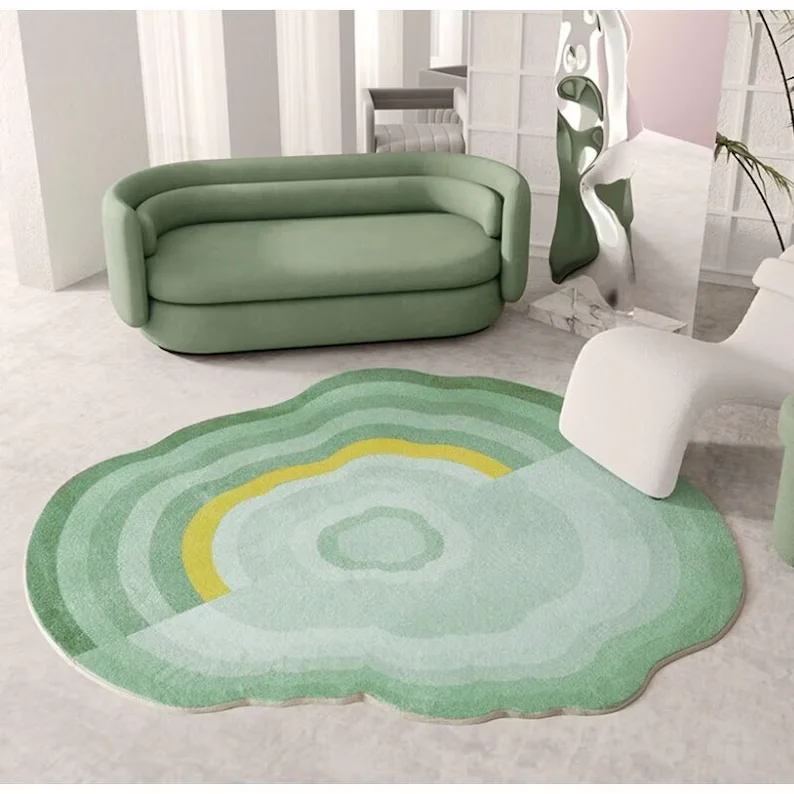 

Modern Cloud Shape Rainbow Rug Retro Gradient Rug For Living Room Bedroom Non-slip Decor Carpet Soft Flannel Home Carpet