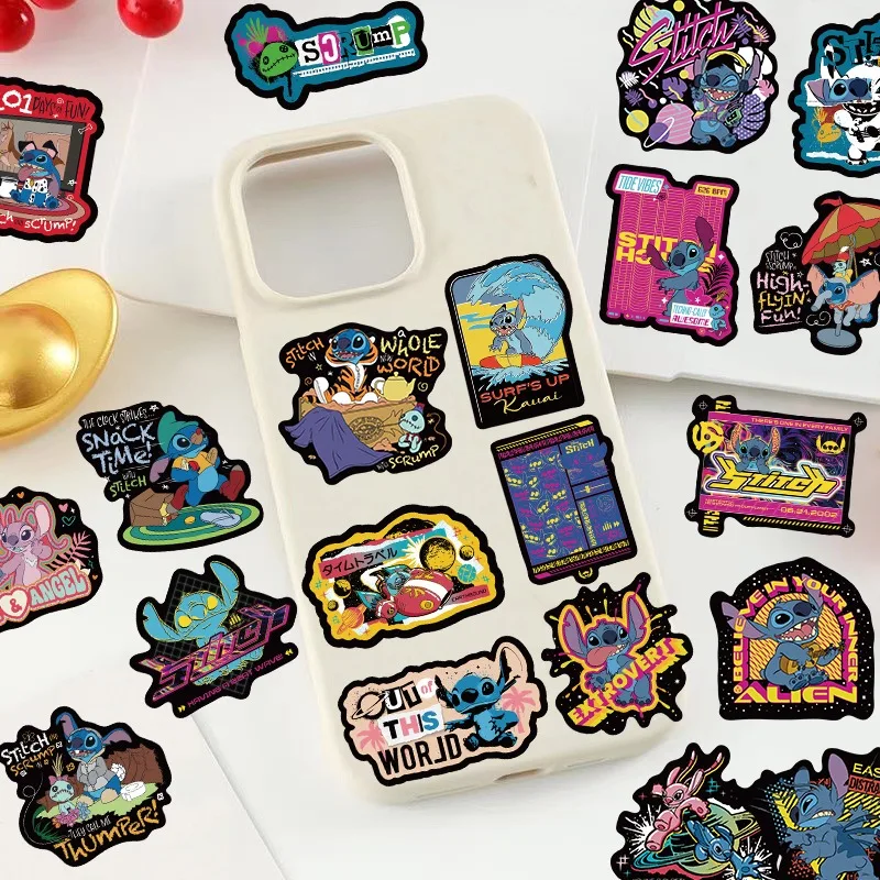 50 Uds. Pegatinas de punto de Disney borde negro decoraciones de dibujos animados lindos pegatinas impermeables funda de teléfono para IPad pegatinas para funda de equipaje de coche