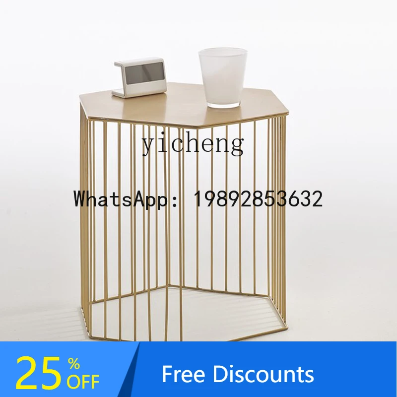 

LYY Simple Modern Living Room Sofa Small Coffee Table Iron Gold Creative Side Table Bedroom Bedside Table