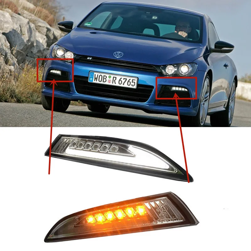 

For VOLKSWAGEN Scirocco 2009 10 11 12 13 2014 Retrofit LED front fog lamp assembly daytime running light turn light bumper light