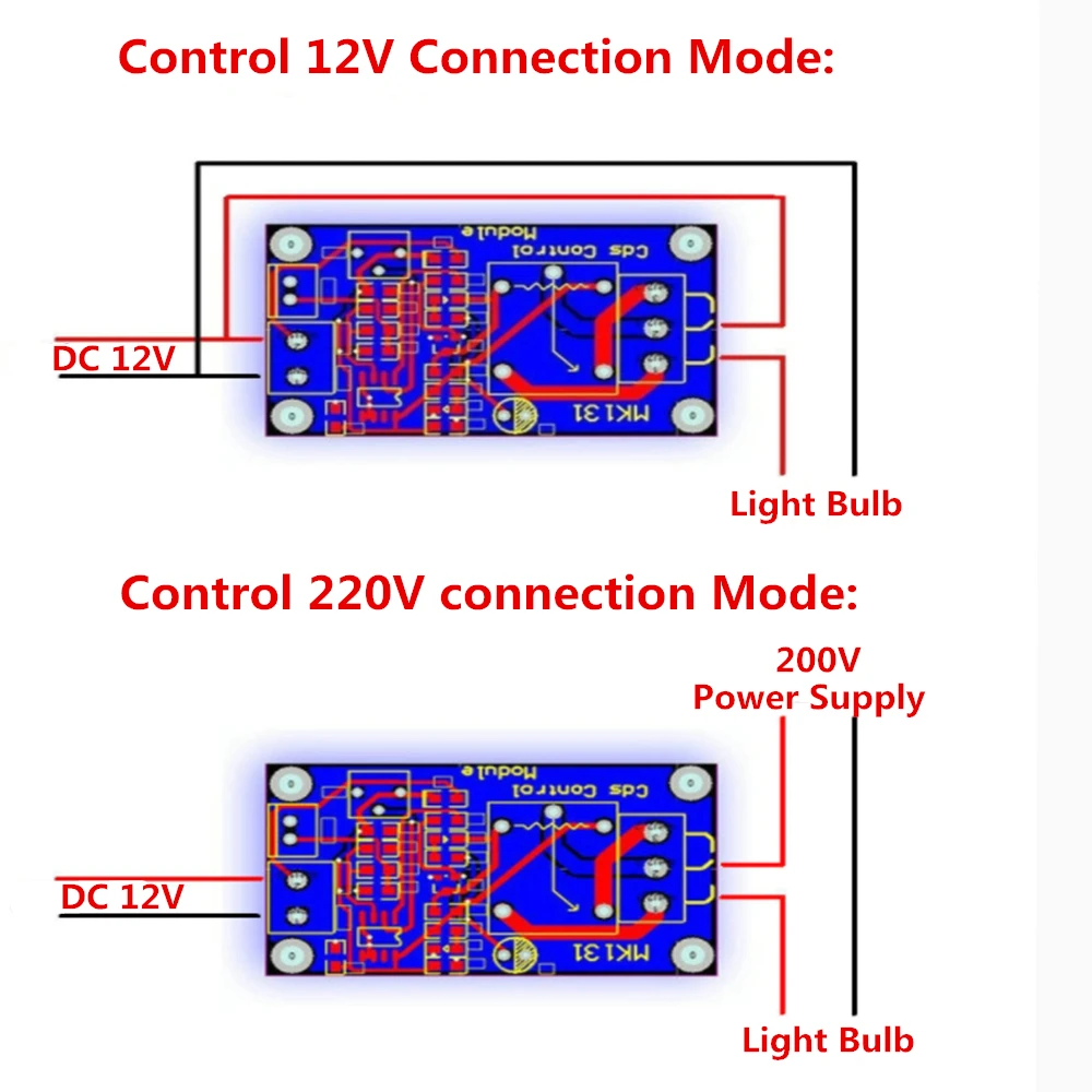 TZT XH-M131 DC 5V / 12V Lichtsteuerungsschalter Fotoresistor-Relaismodul Erkennungssensor 10A Helligkeits-Automatiksteuerungsmodul – Detail 4