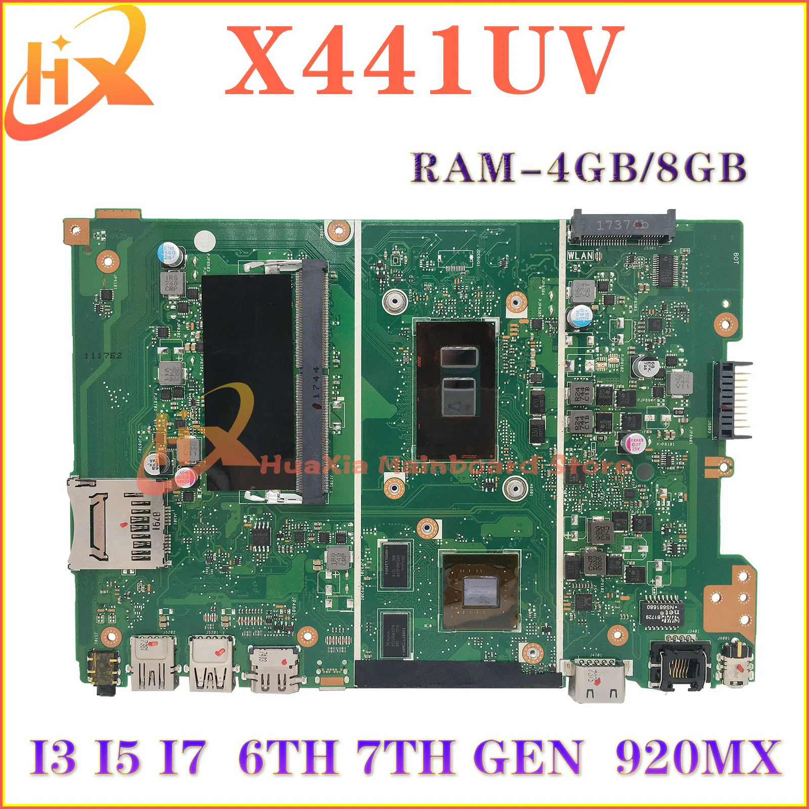 

KEFU Notebook X441U Mainboard For ASUS X441UV F441U A441U X441UVK X441UB Laptop Motherboard 4405U I3 I5 I7 RAM-4GB/8GB 920MX